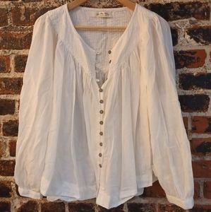 New Free People Cool Meadow Cotton Peasant Top Shirt M Medium